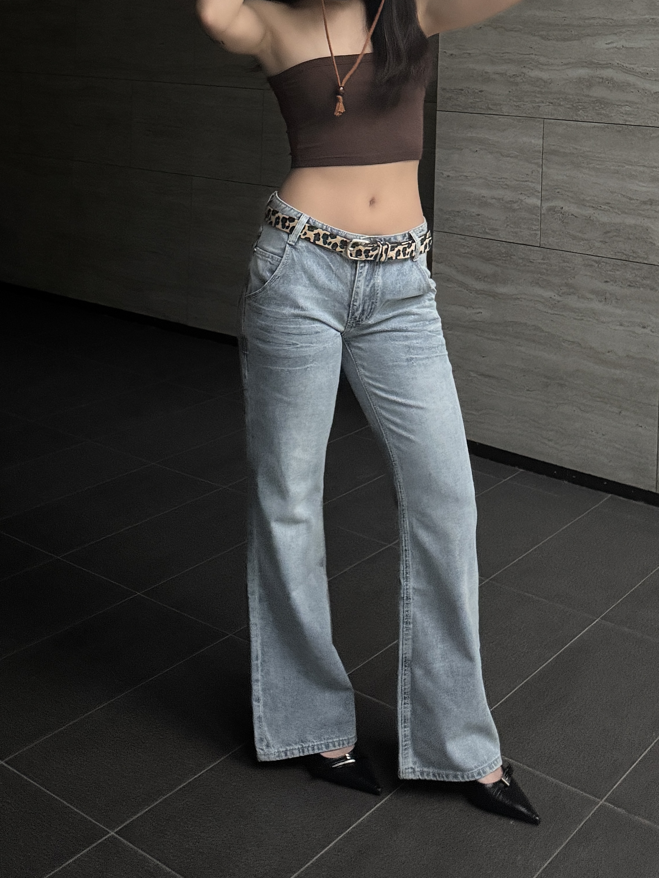 自留🧚‍♂️歐美水洗低腰直筒牛仔褲