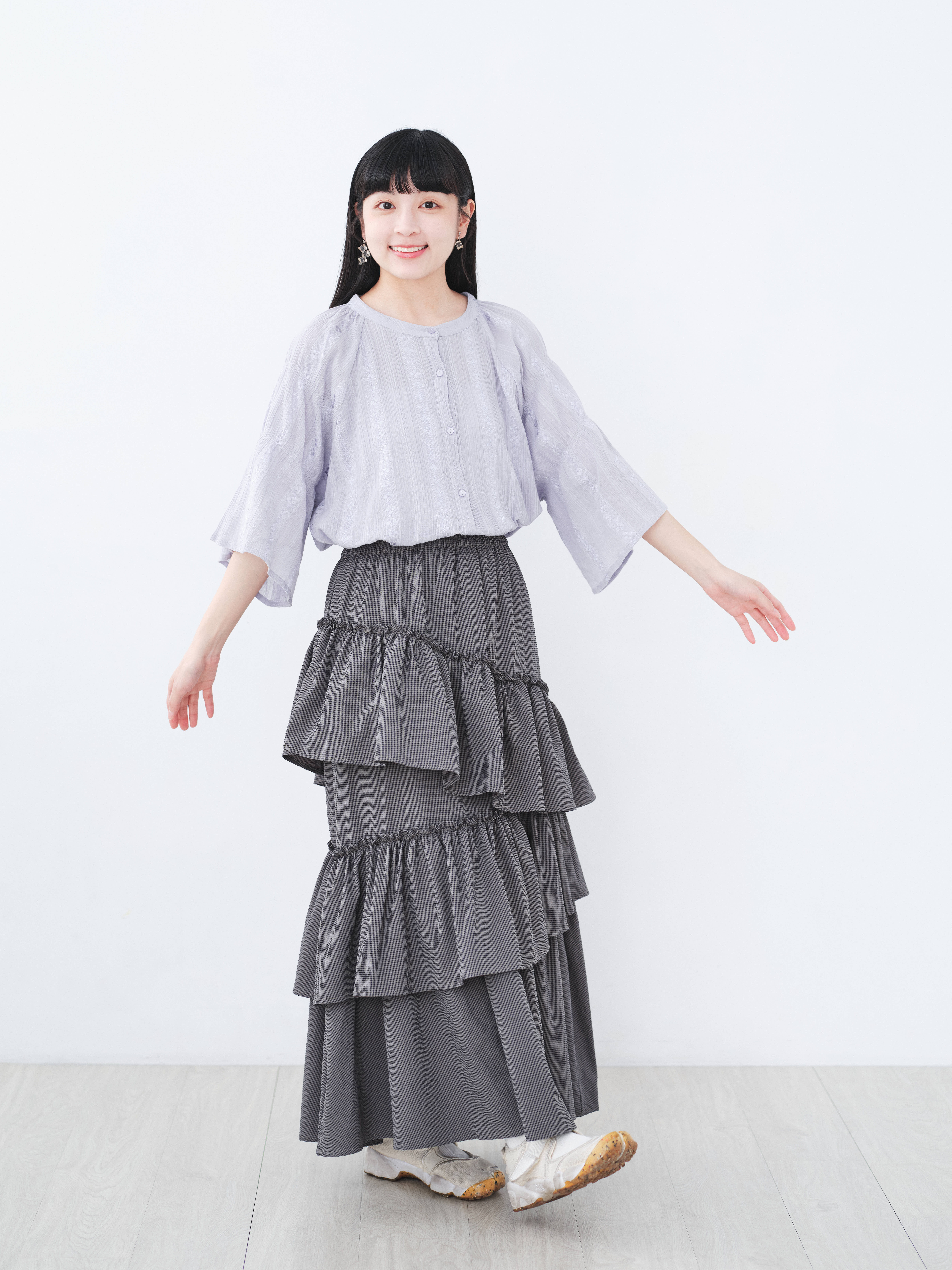 隨風日和！人造絲提花襯衫(兩色-薰衣草)