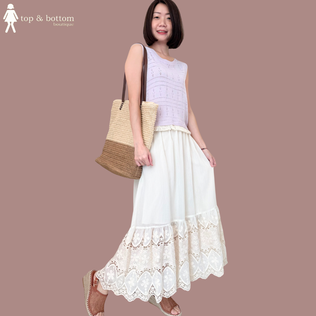 CROCHET BLOUSE & MIDI SKIRT SET SUIT