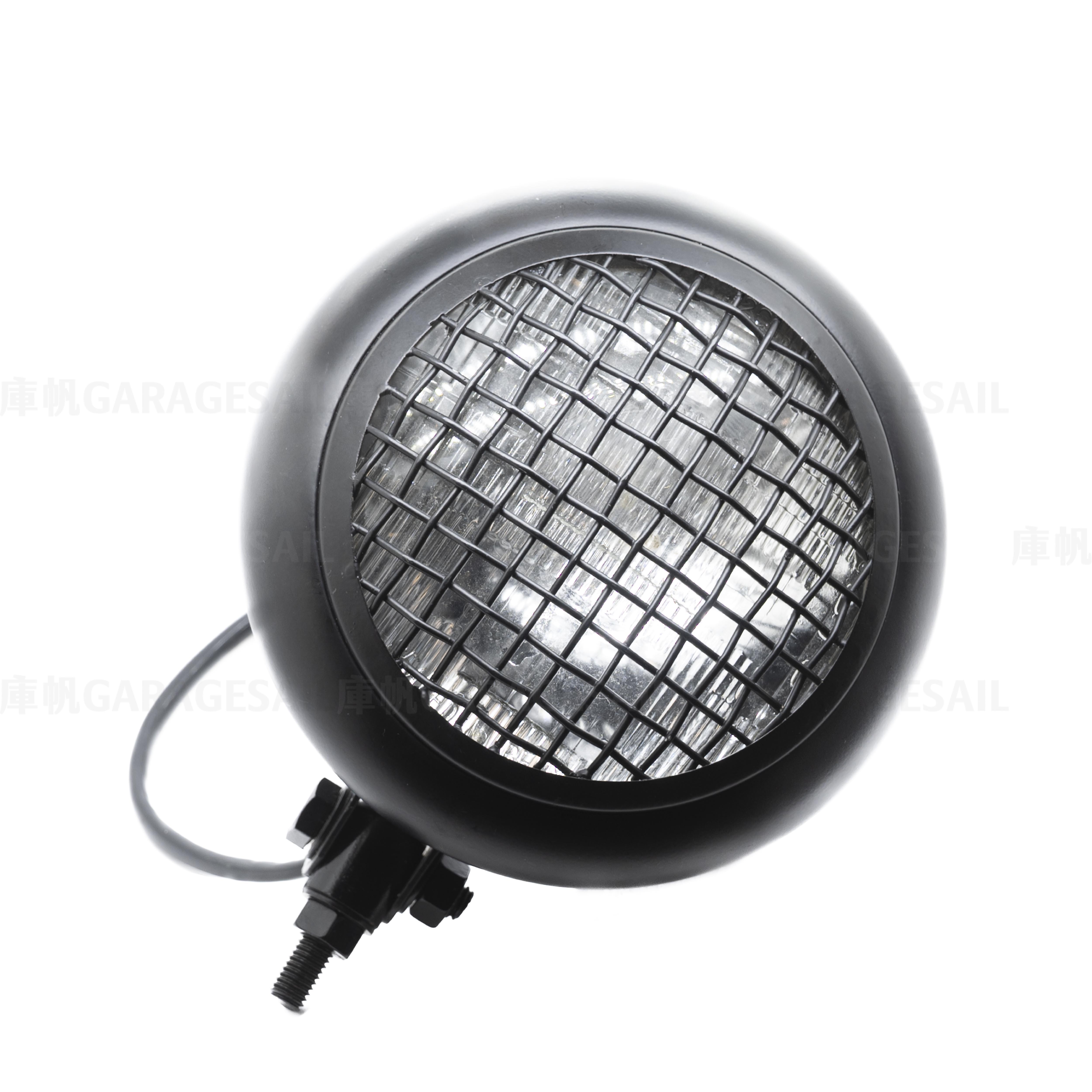 5.75吋圓 下鎖式 極簡圓 網格 大燈 - 消光黑黑框