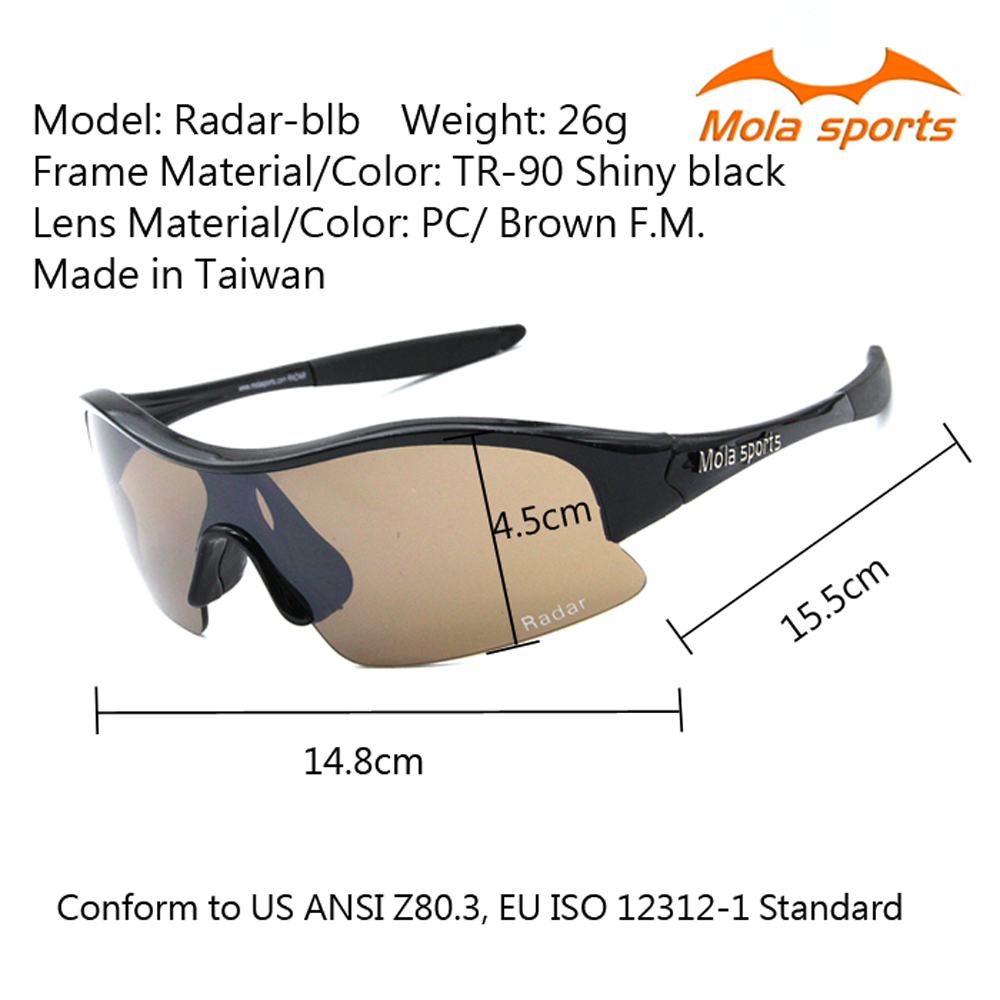 Mola Sports Sunglasses Radar-blb materials and size