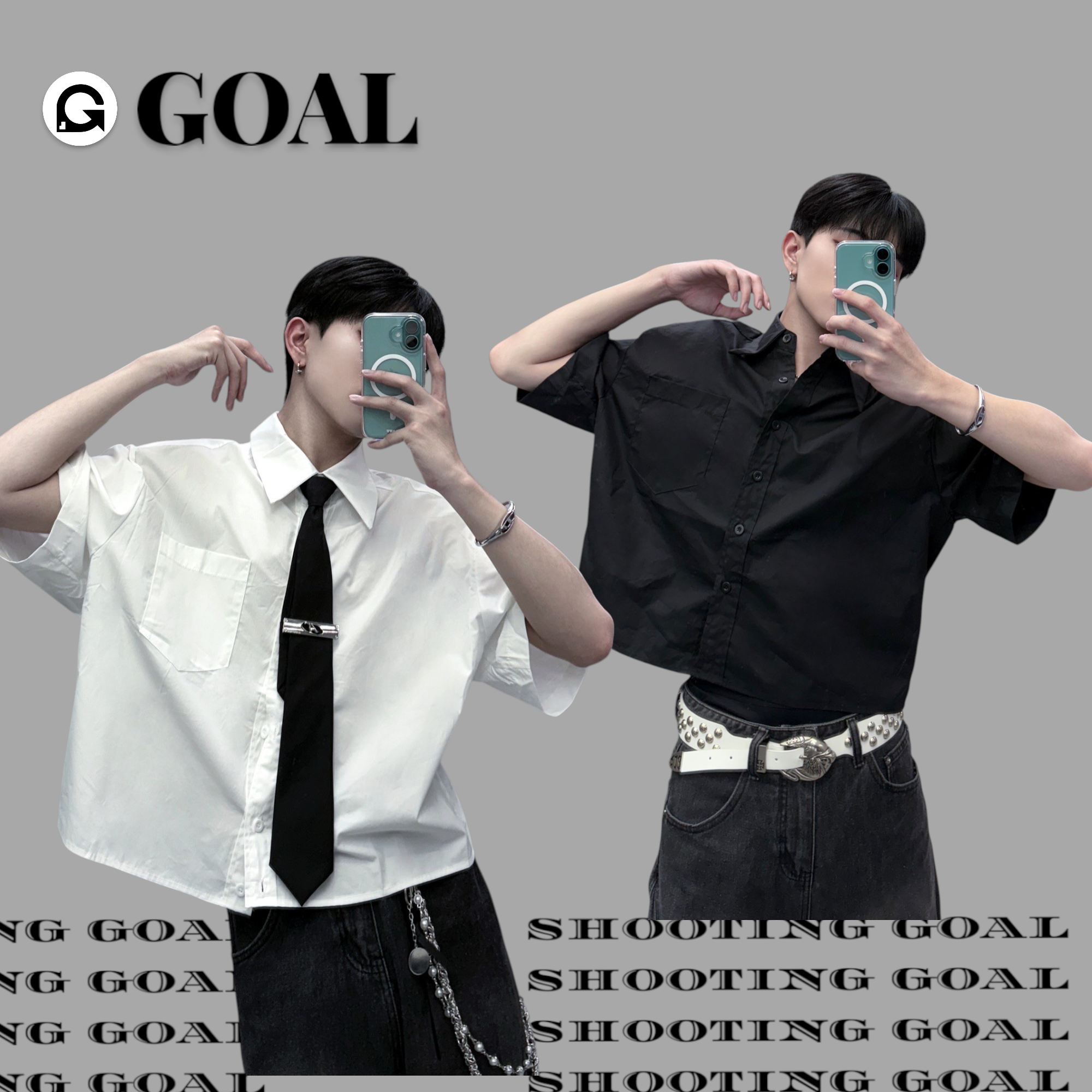 (GOAL) 8228 素面寬短襯衫