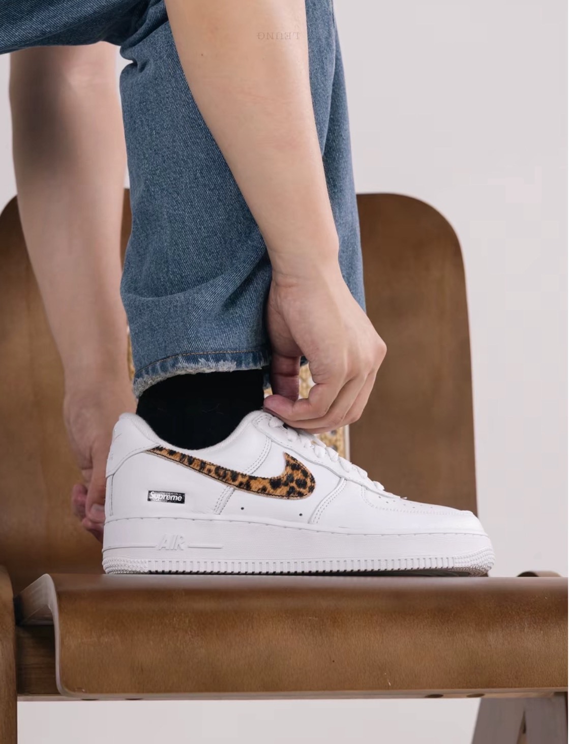 Supreme 藤原浩 Nike 三方聯名 豹紋 Air Force 1 白色 低筒板鞋 男女款 潮流百搭 🐆👟July25