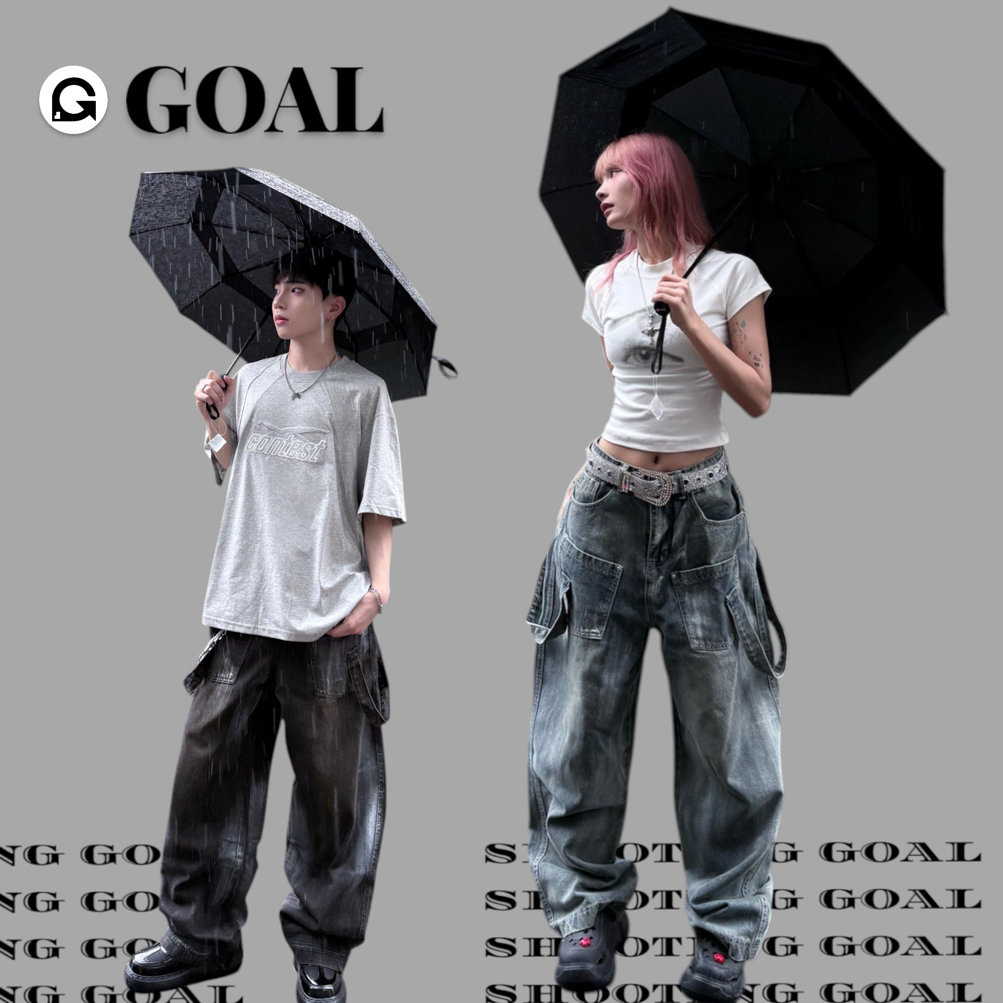 (goal) bosozo 綁帶 設計感 塗鴉 歐美 闊腿 牛仔褲 8248