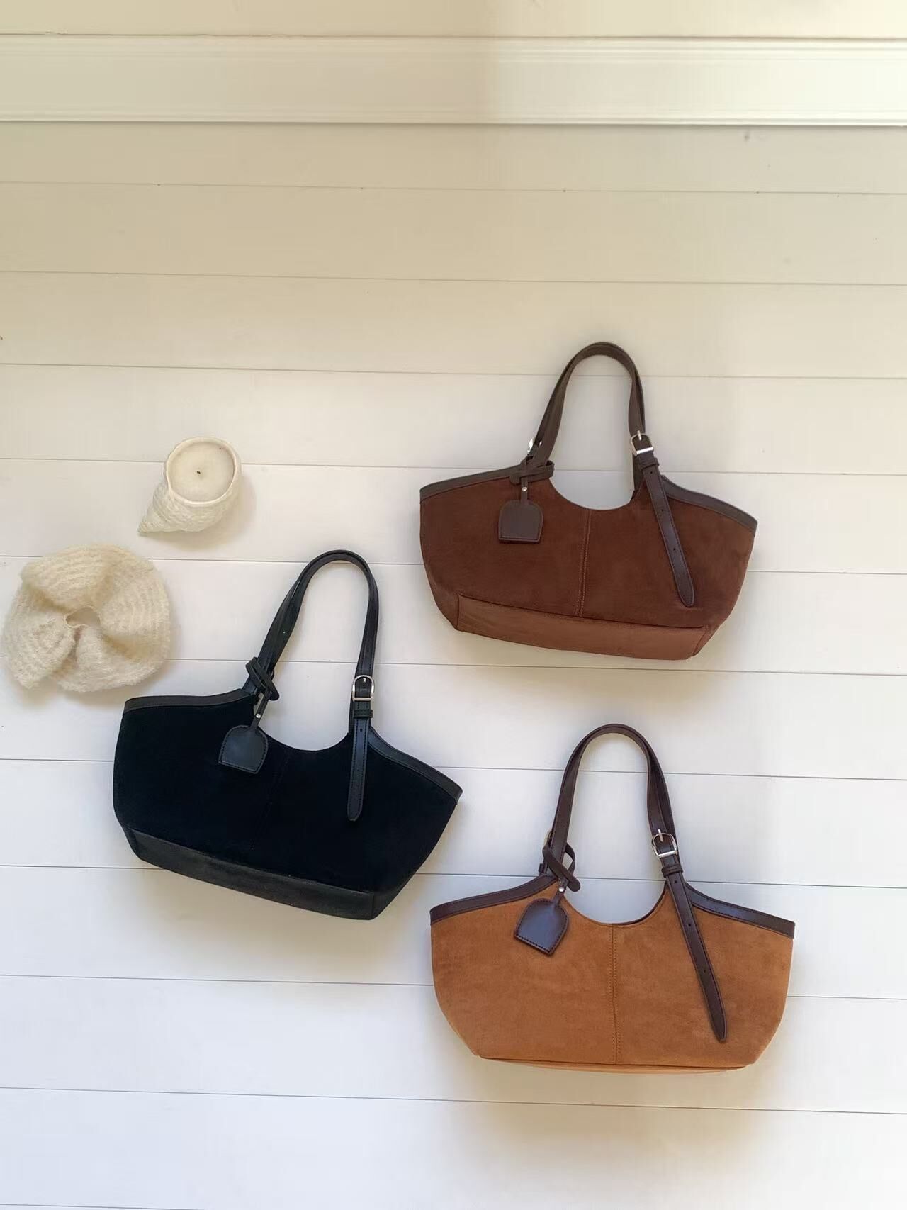 秋季絨面設計托特包