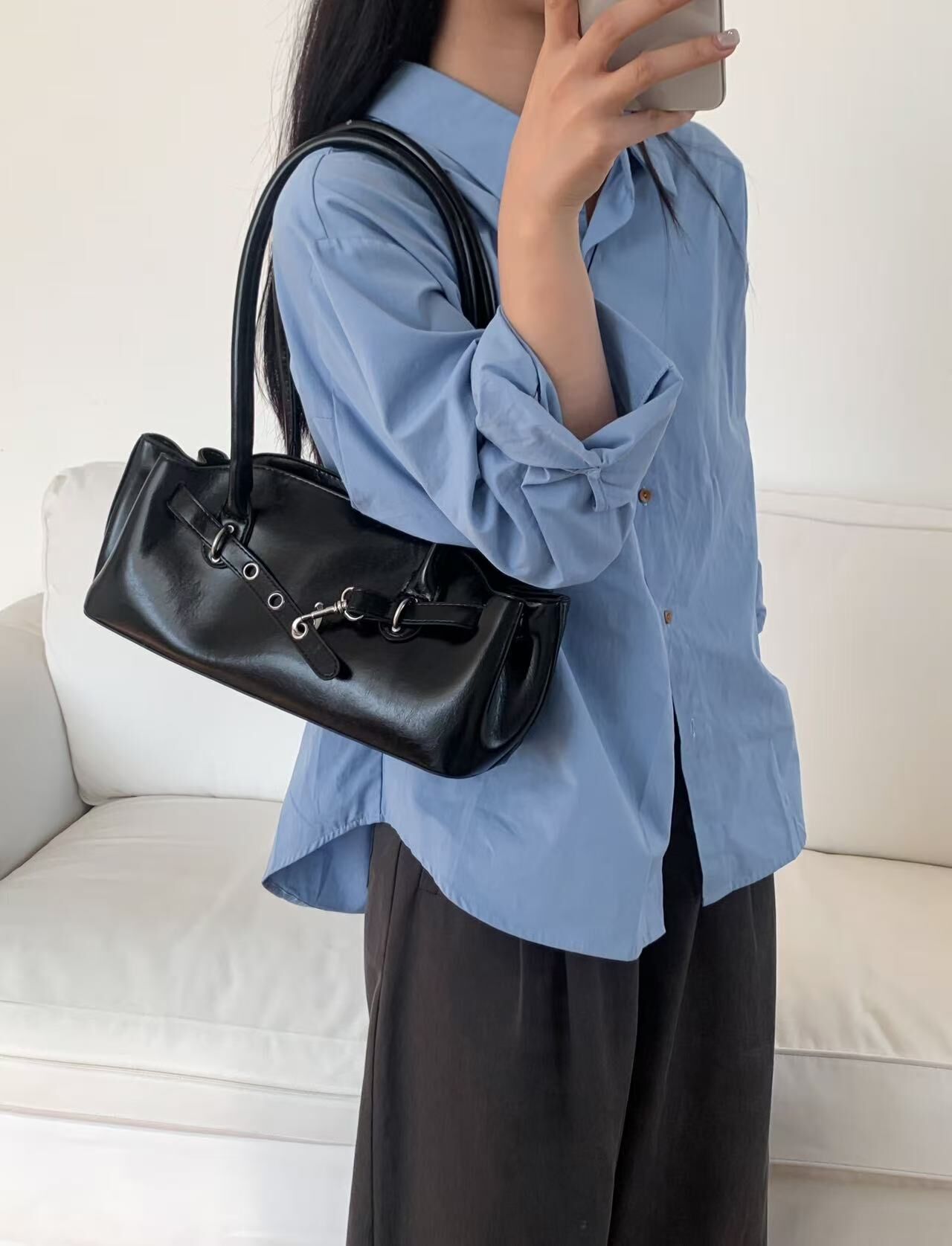 個性繫帶側背長包