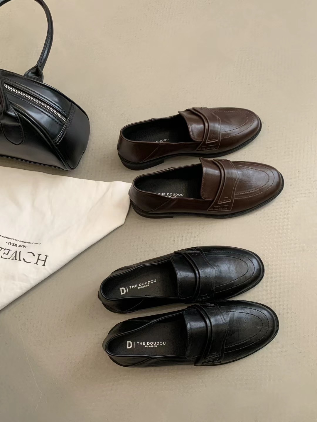 復古尖頭造型樂福鞋(黑36)