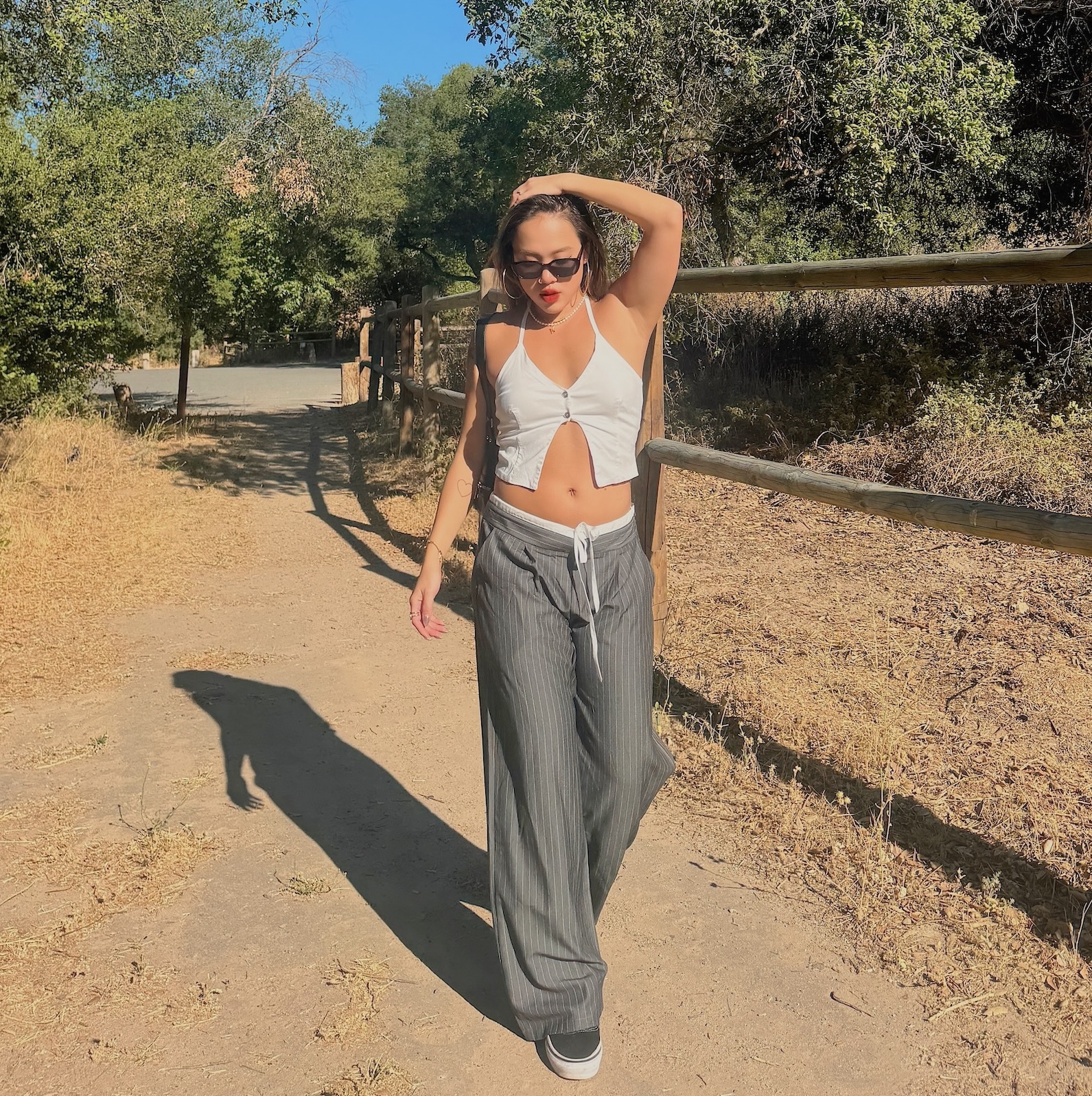 美式休閒條紋西裝褲