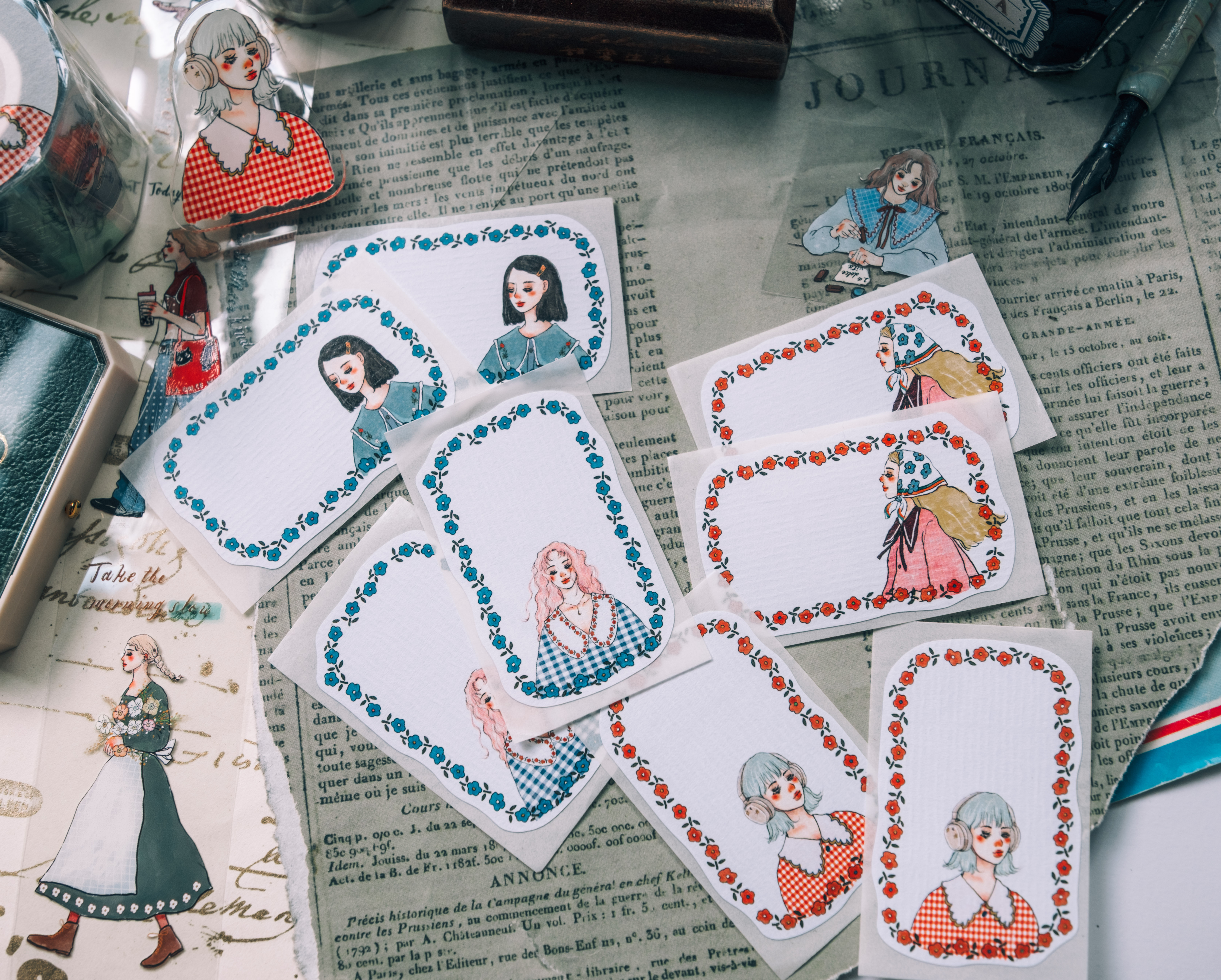 花朵框 標籤貼紙 八張一組 ｜甜蜜生活