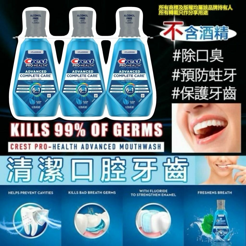 【現貨】Crest Pro-Health Advanced LL080142 漱口水1L裝