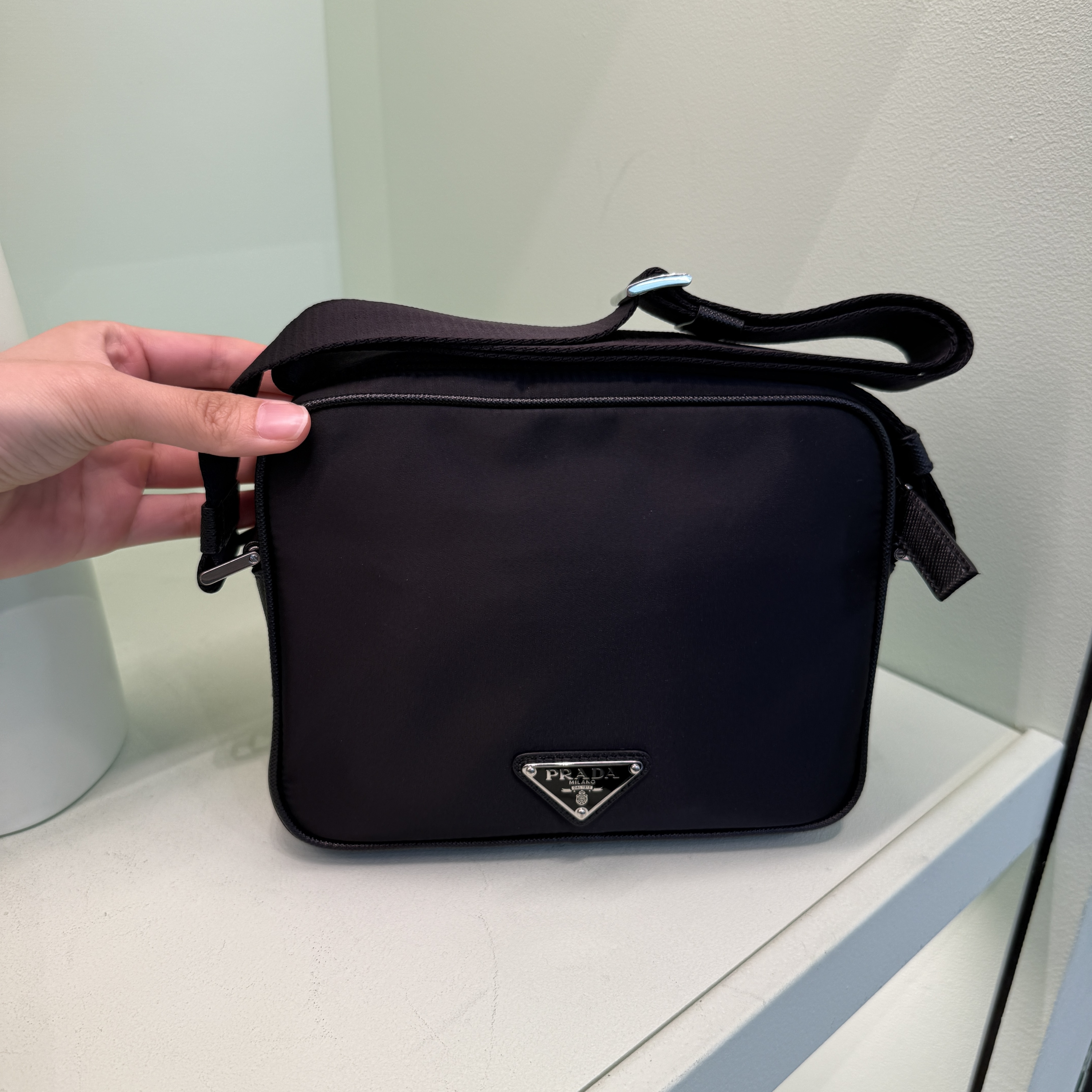 Prada Re-Nylon and Saffiano shoulder Bag Black 2VH144