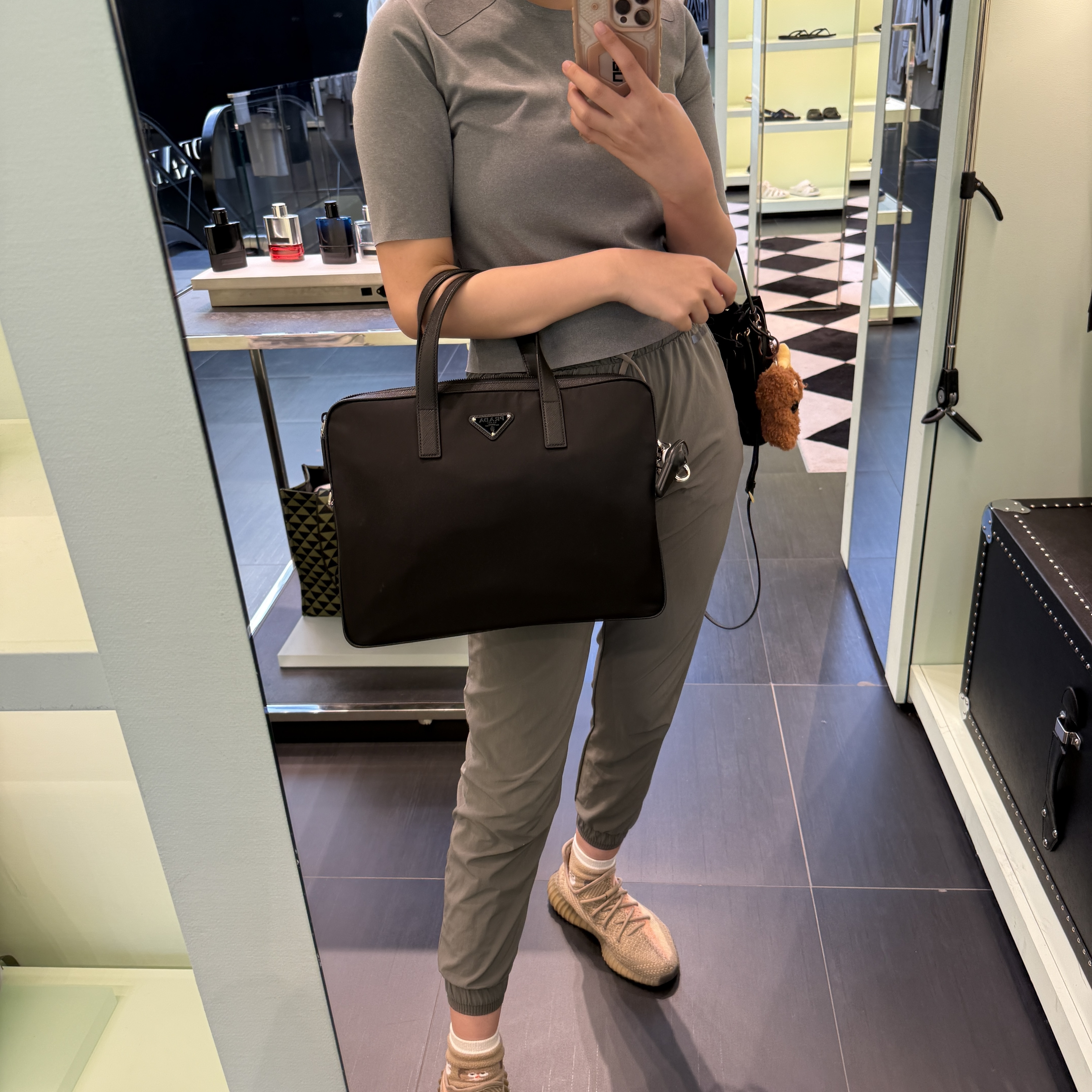 Prada Re-Nylon and Saffiano Laptop Bag Briefcase 2VE368