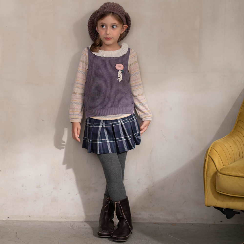 PIPPY 歐風經典格紋褲裙 藍