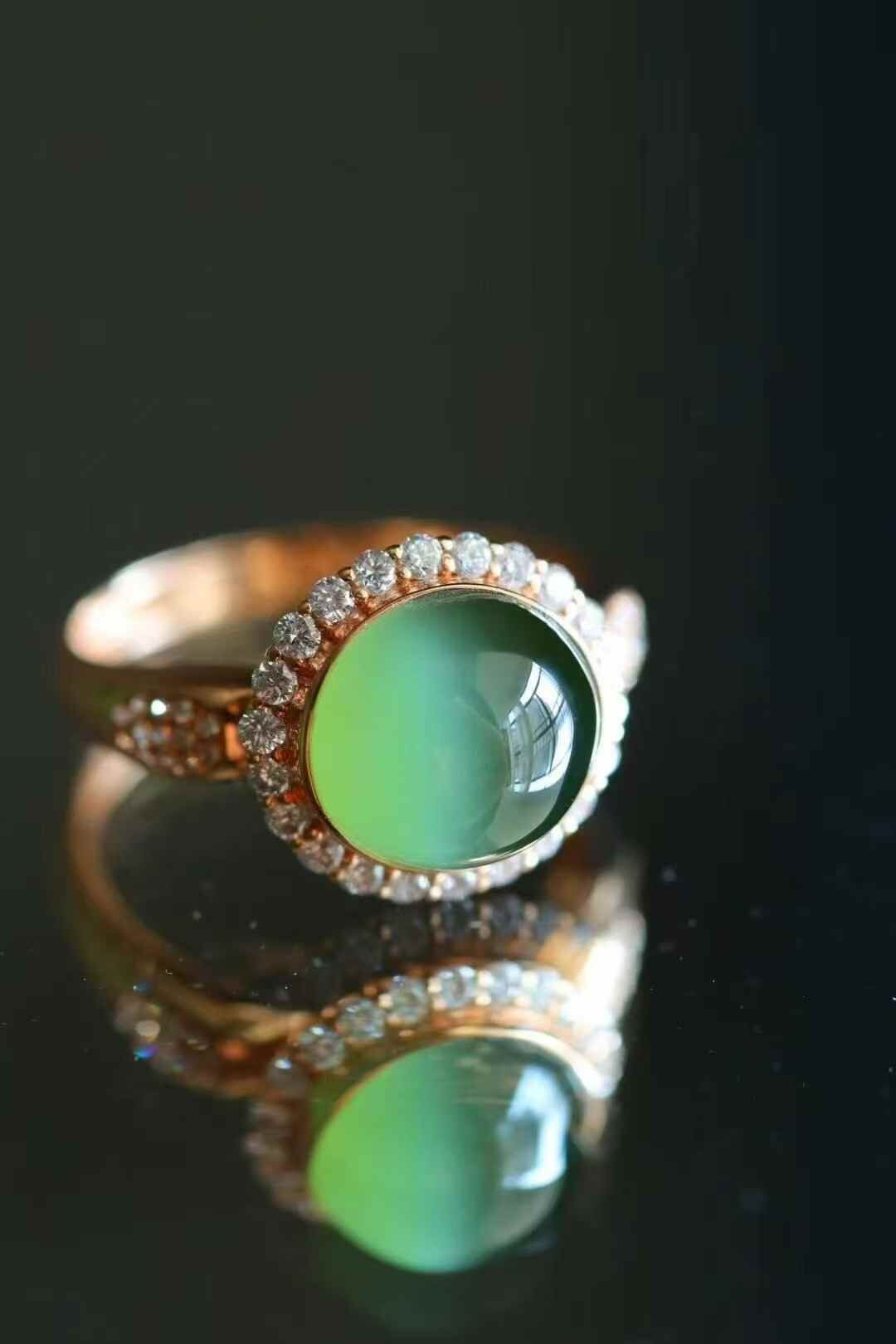 719736 和田玉活貓眼碧玉戒指 (港圈 14號)