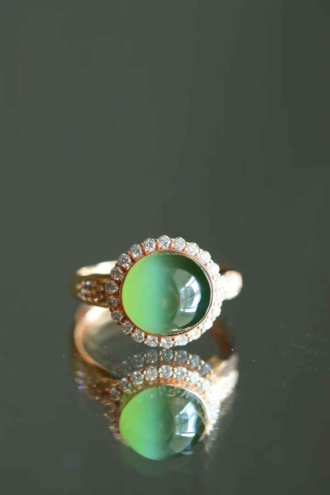 和田玉活貓眼碧玉戒指 (港圈 14號),天然和田玉軟玉