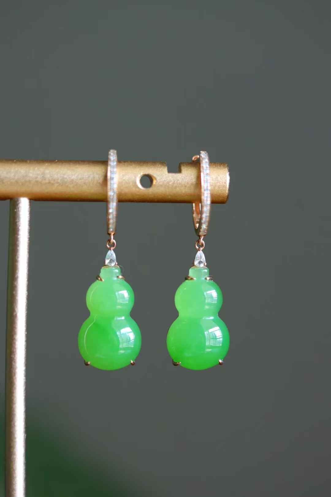 和田玉葫蘆耳墜,天然和田玉軟玉