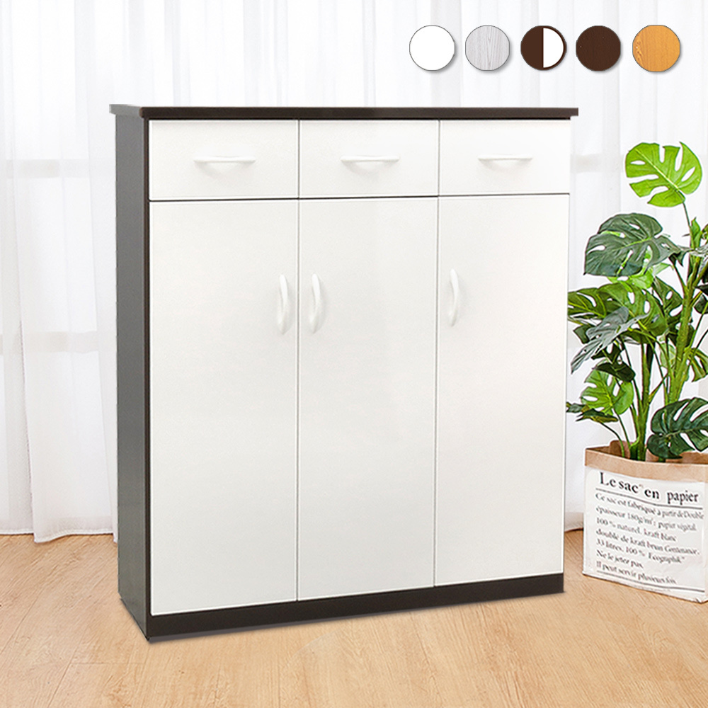 防潮防蛀 防水塑鋼3.2尺三門三抽鞋櫃(五色可選)