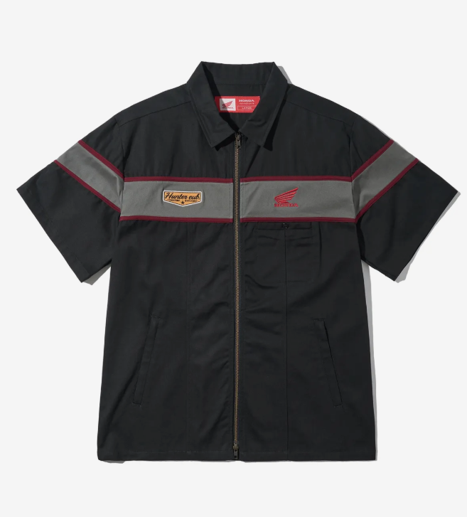 HONDA 本田 /  Half Sleeve Zip Up Shirt Charcoal /  HFM1SH301ACH / AUG25