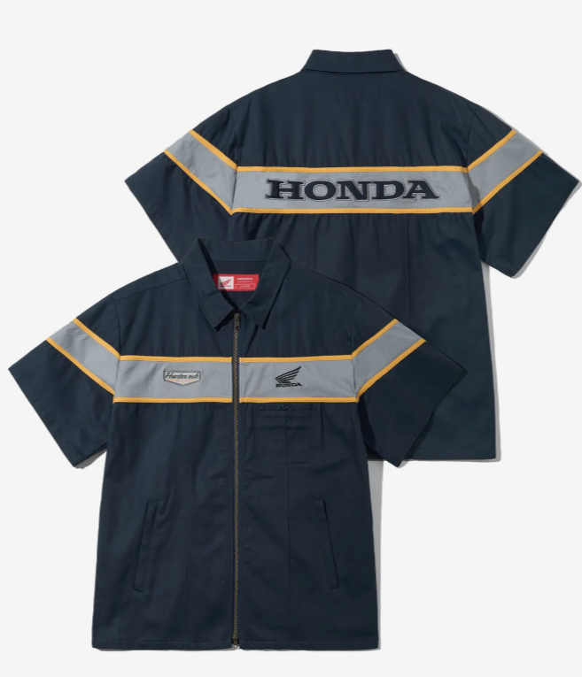 HONDA 本田 /   Half Sleeve Zip Up Shirt Navy Members' Day / HFM1SH301ANA  /  AUG25