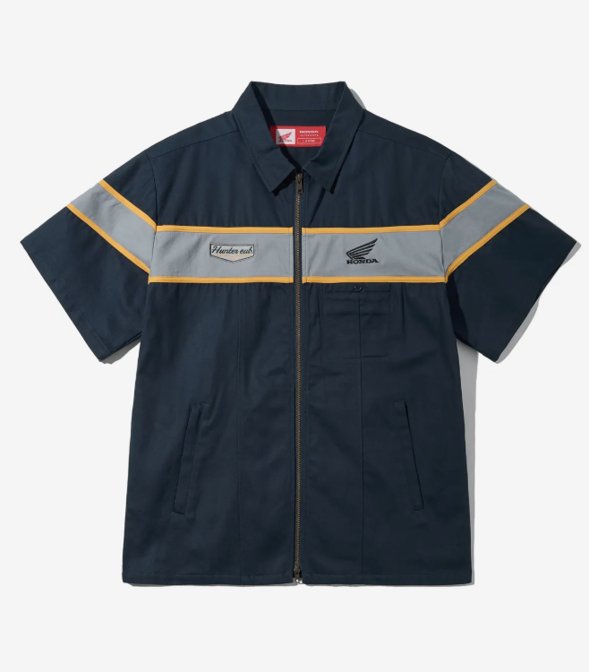HONDA 本田 /   Half Sleeve Zip Up Shirt Navy Members' Day / HFM1SH301ANA  /  AUG25