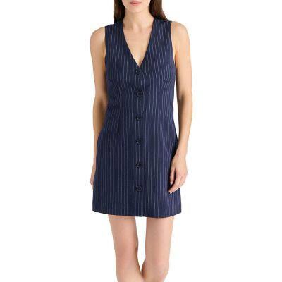 [USW] STEVE MADDEN NAVY WOMEN'S PINSTRIPE DRESS, DO38082W-NAVY (UZZ925)