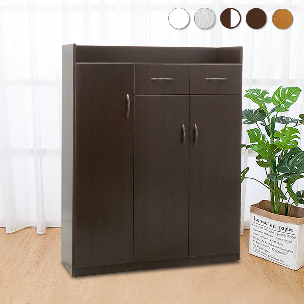 防潮防蛀 防水塑鋼3.2尺三門二抽鞋櫃(五色可選)