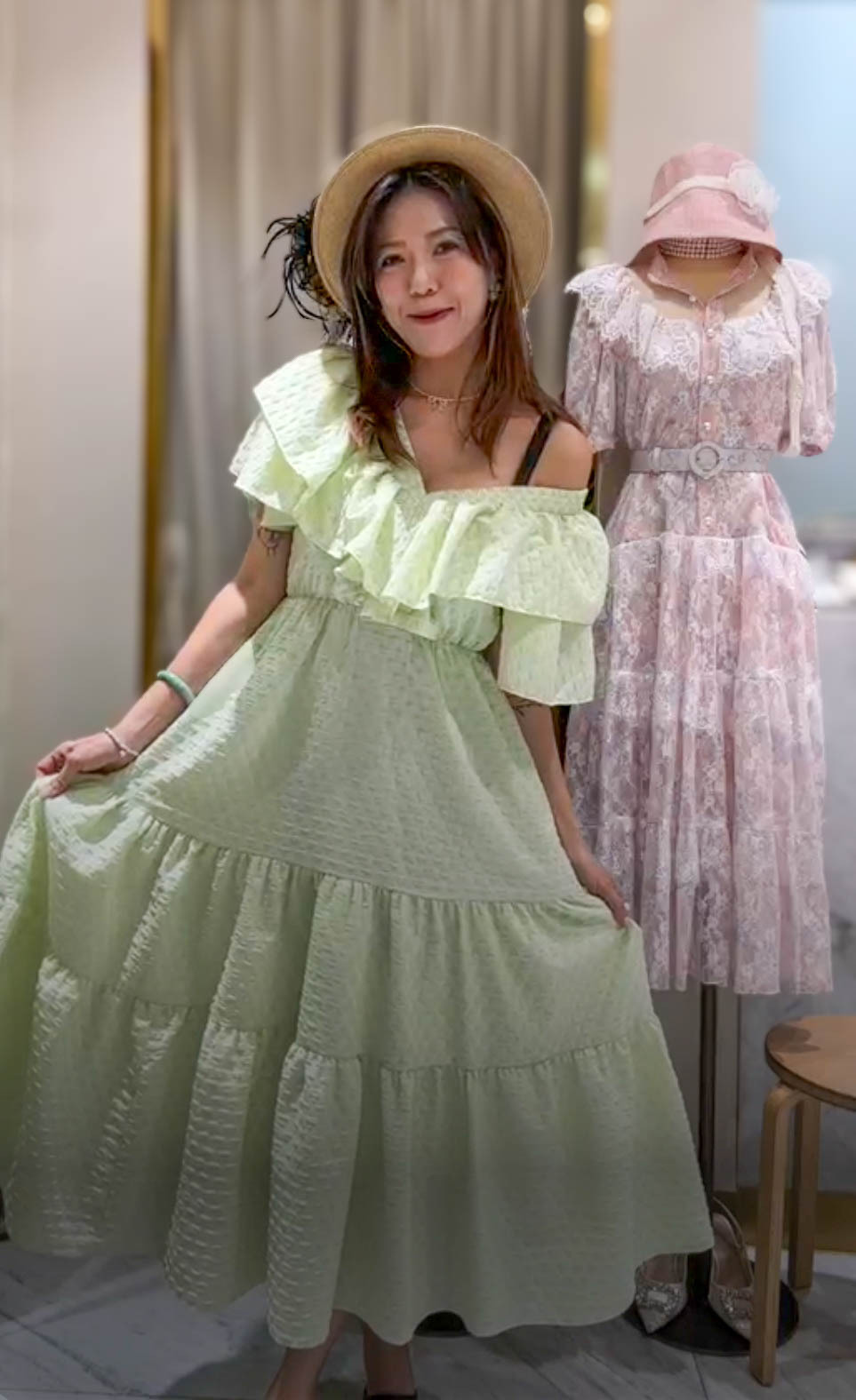 🥰PM_K1340  ▶️大v領荷葉洋裝 👉B:100cm W:96cm H:130cm L:125cm👈