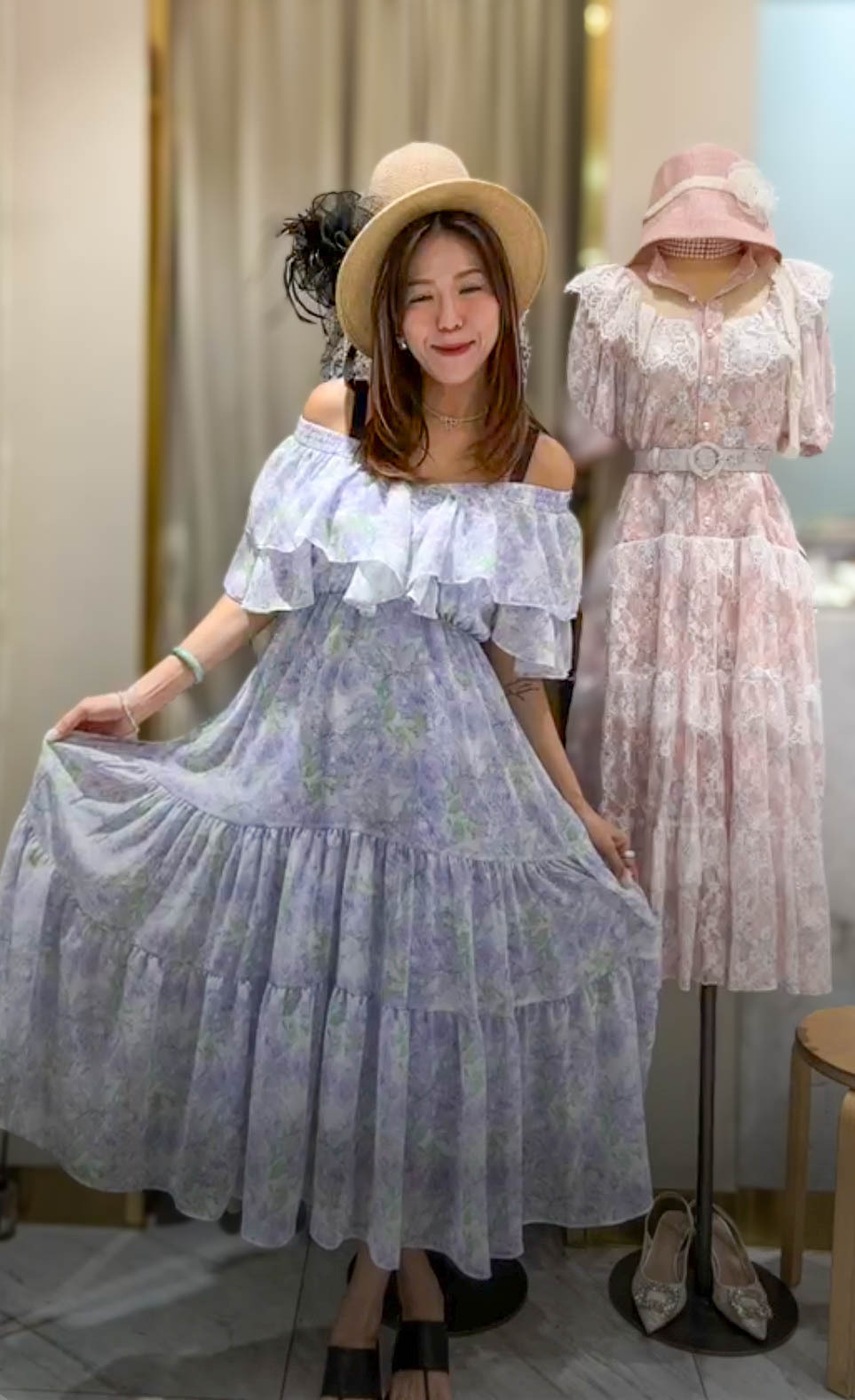 🥰PM_K1345  ▶️大v領花花洋裝 👉B:96cm W:92cm H:130cm L:118cm👈