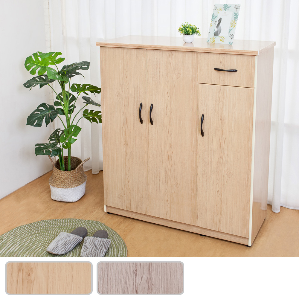 防潮防蛀防水塑鋼3.2尺三門一抽鞋櫃(兩色可選)