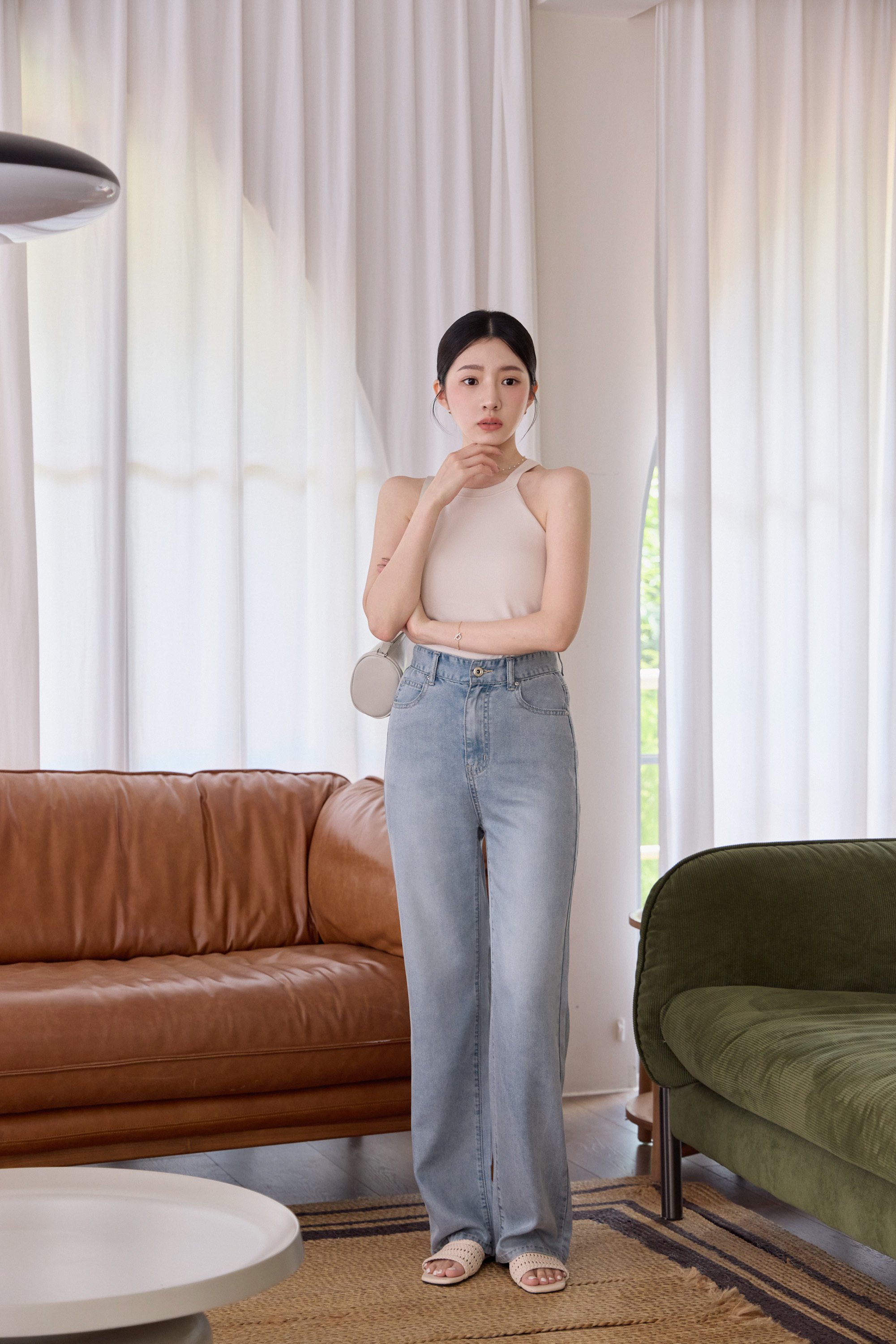 Gmade/捨不得換 萊賽爾天絲呼吸直筒牛仔褲-淺藍