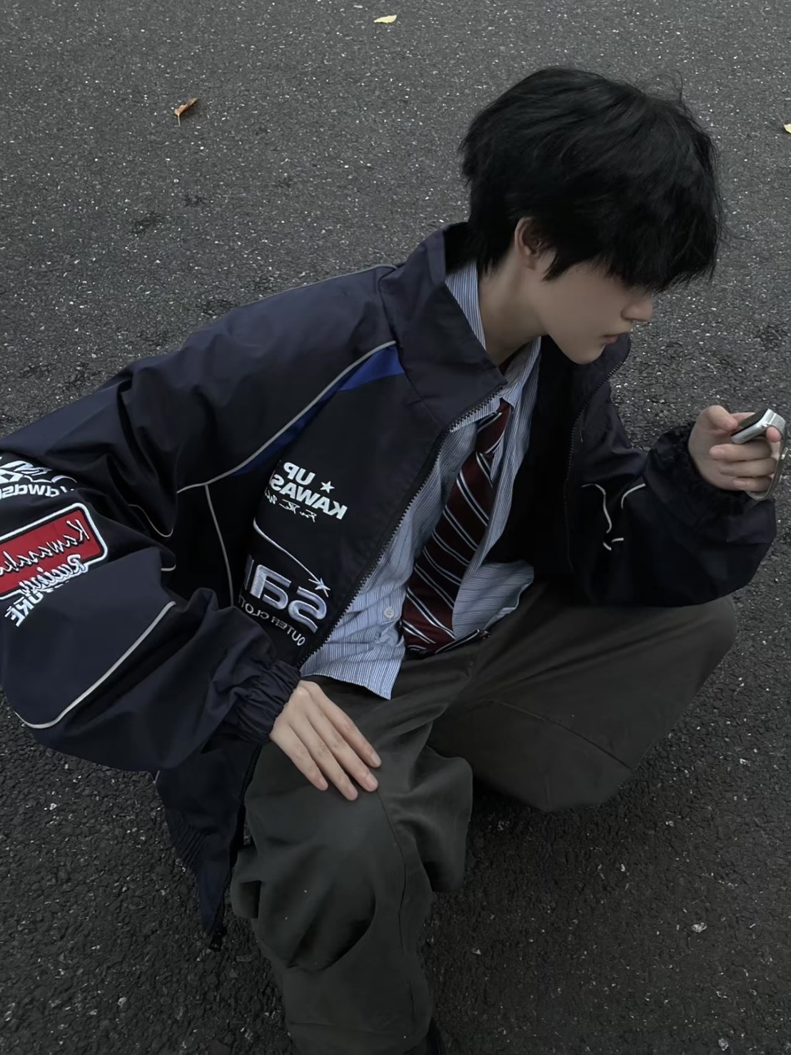 Kawasaki 美式復古 刺繡賽車外套