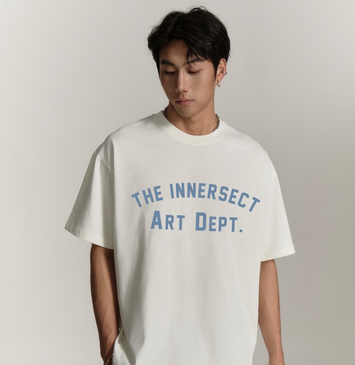 INNERSECT 不對稱字體 重磅 落肩 圓領短T INN25SSTTE596