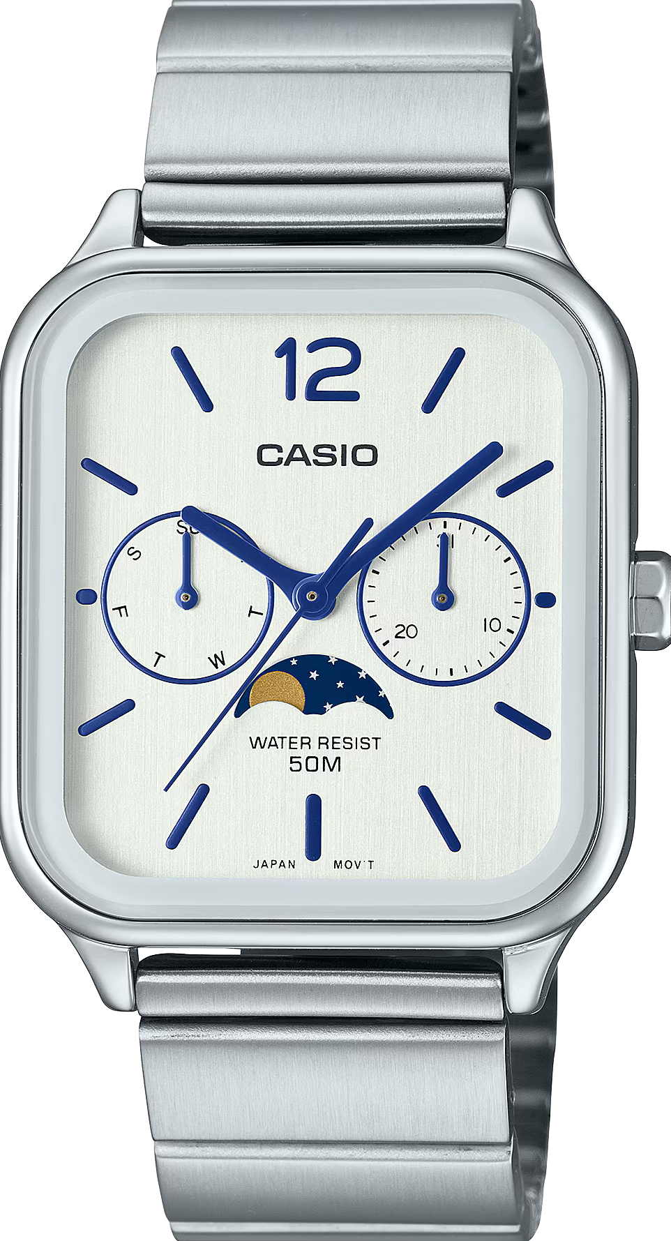 萬年鐘錶 - CASIO 卡西歐 月相方形復古白色面盤中性男女錶  MTP-M305D-7AV  錶徑34MM