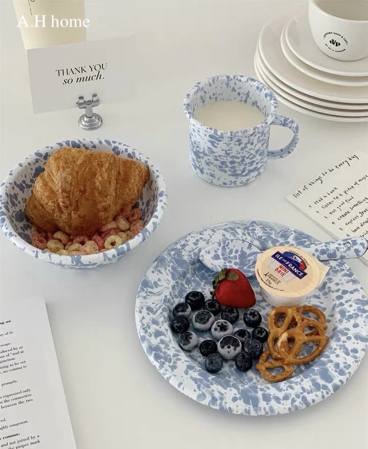 【ＡＨ599】韓國ins潑墨搪瓷餐具 特別色