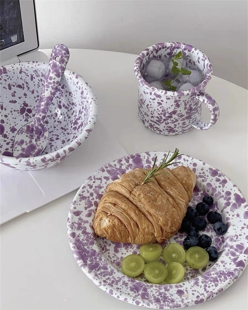 【ＡＨ599】韓國ins潑墨搪瓷餐具 特別色