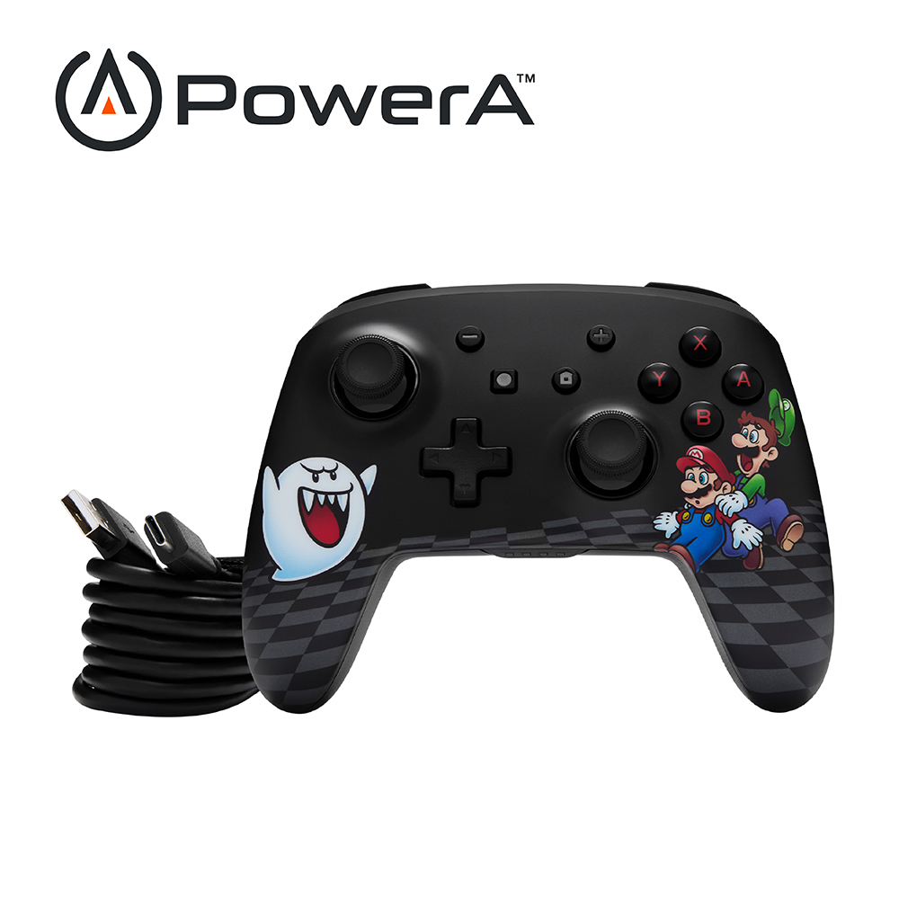 【PowerA】|任天堂官方授權|增強款無線遊戲手把(NSGP0431-01)-炫光瑪利歐害羞幽靈