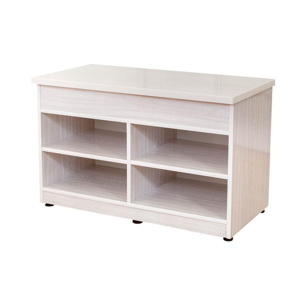 防潮防蛀 防水塑鋼2.8尺開放式座鞋櫃/穿鞋椅(雪松色)