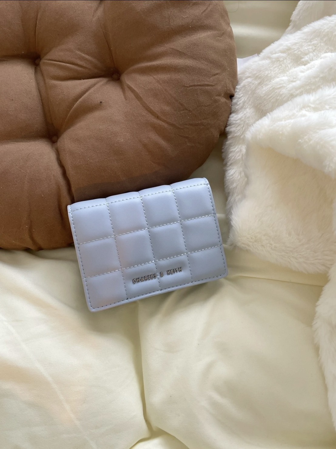 <快速出貨> Charles&Keith 小CK 豆腐方格縫線短夾