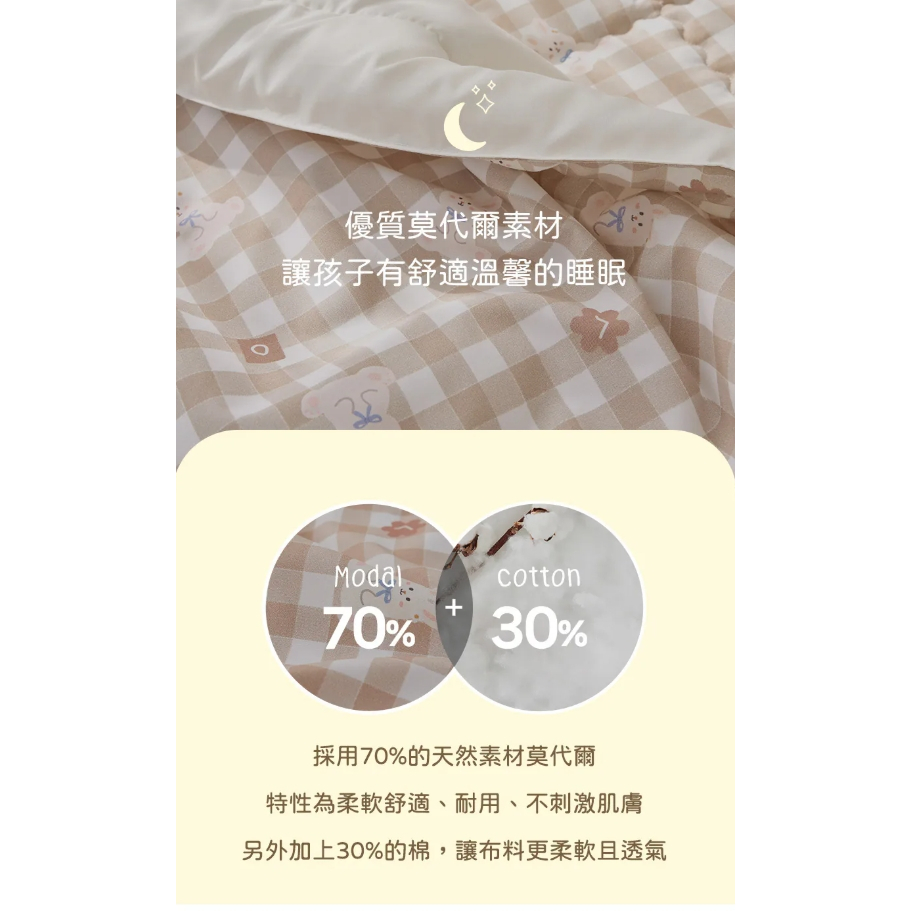 【樂森藥局】Bebenuvo 莫代爾兒童四季被 (熊熊麵包店-S)