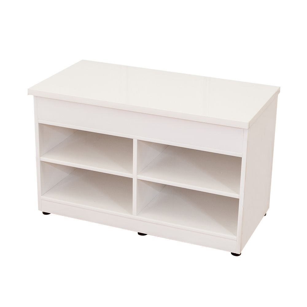 防潮防蛀 防水塑鋼2.8尺開放式座鞋櫃/穿鞋椅(白色)