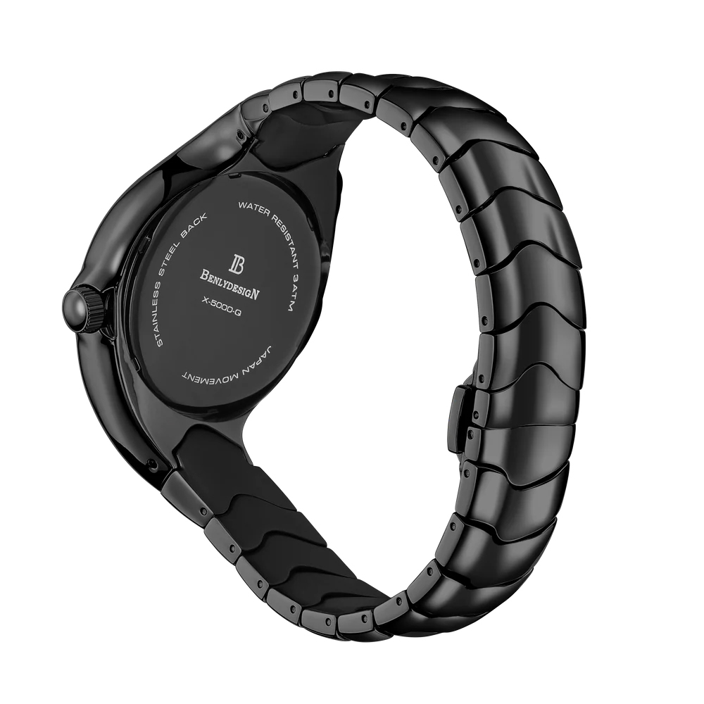 Benlydesign ｜Mobius莫比烏斯 黑色款 指針式數字 不鏽鋼錶帶(X5000-Q-B)