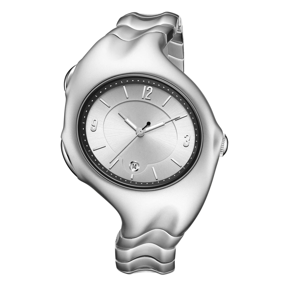 Benlydesign ｜Mobius莫比烏斯 銀面銀框款 指針式數字 不鏽鋼錶帶(X5000-Q-M)