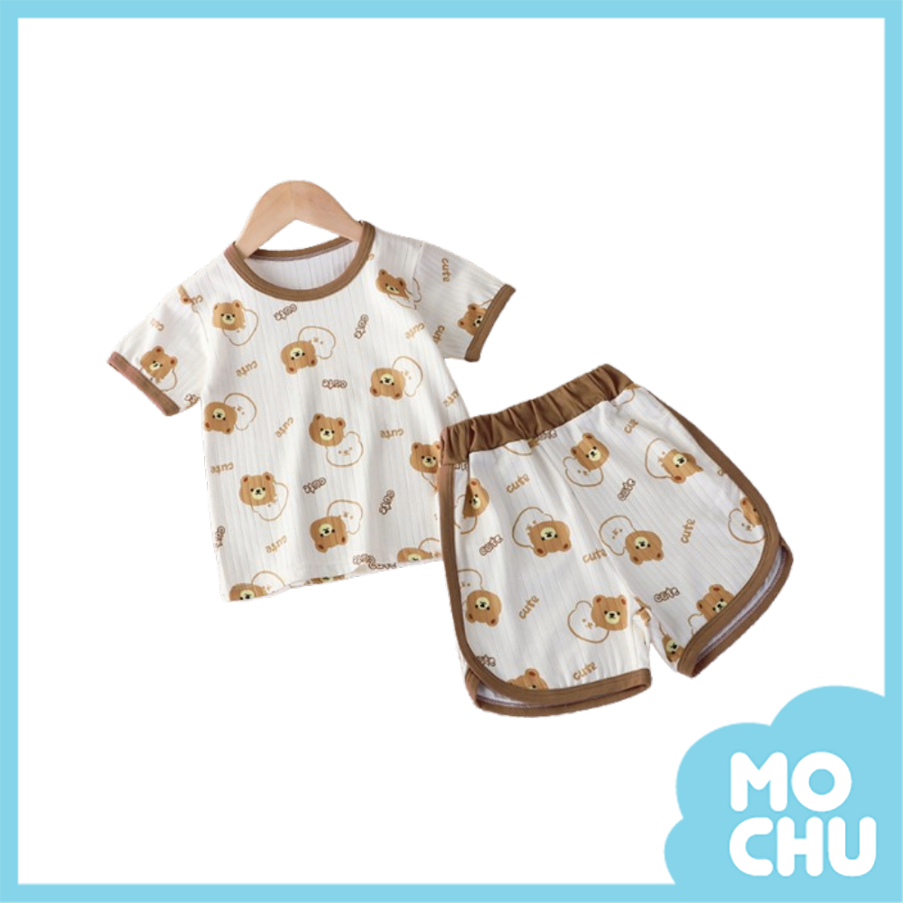 棕色熊頭短袖家居套裝