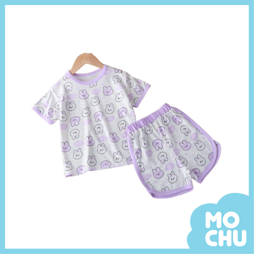 滿印紫兔短袖家居套裝