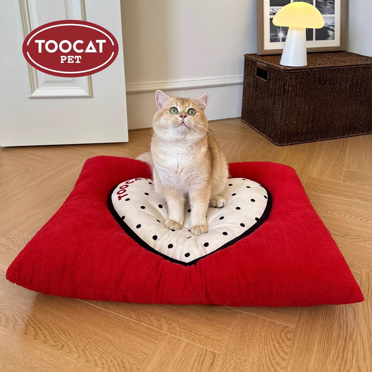 爱心宠物睡垫 条纹加绒 猫窝狗窝毛绒宠物垫子（67*57cm）建议15斤内