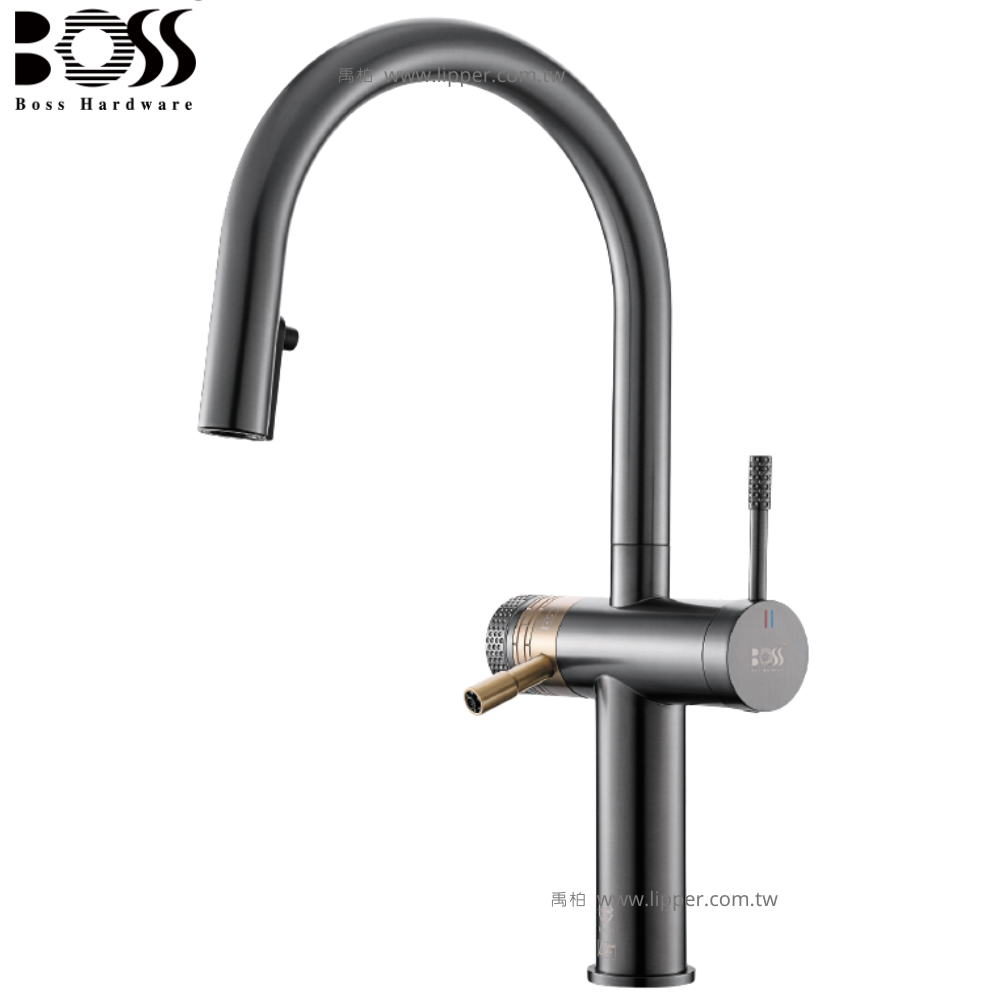 BOSS 不鏽鋼四合一伸縮廚房龍頭 RO龍頭 (槍灰色) 222033LGL