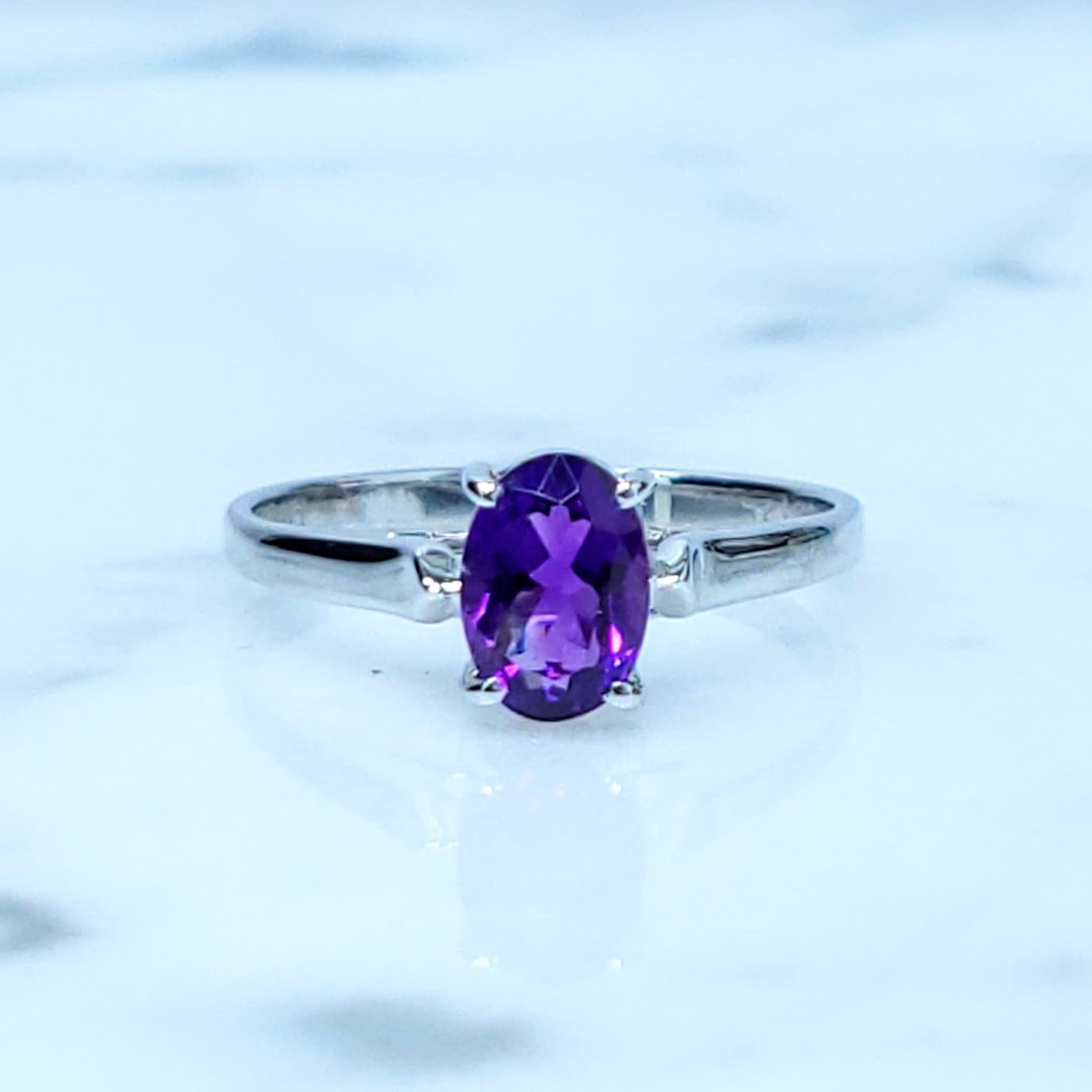 14K White Gold Amethyst Ring