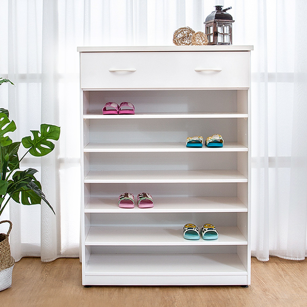 防潮防蛀 防水塑鋼2.8尺單抽開放式鞋櫃(白色)