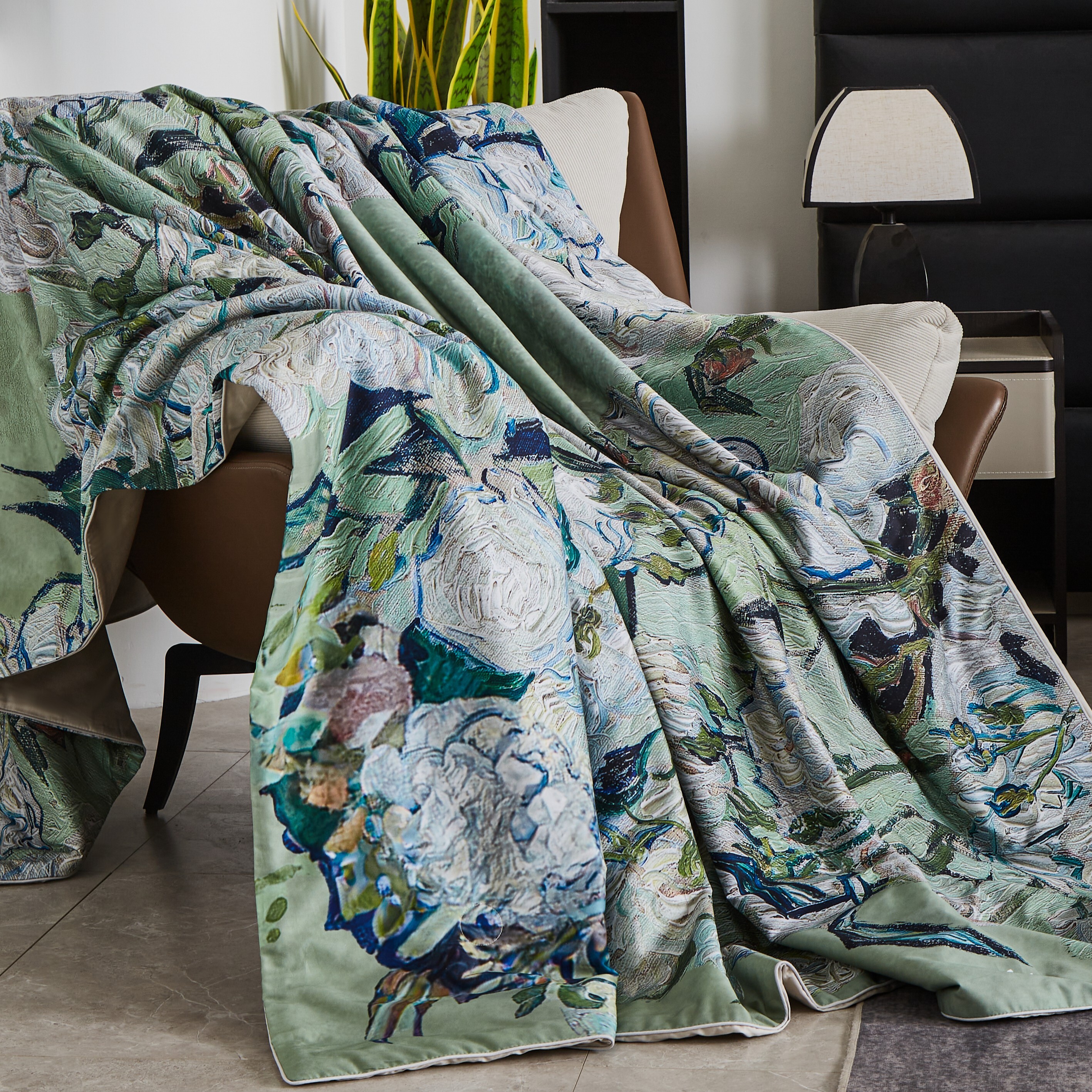 藝術涼被｜梵谷《綠漾玫瑰》