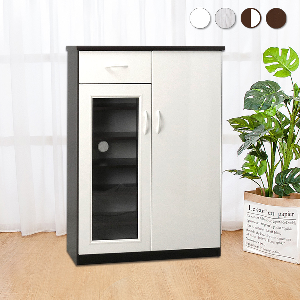 防潮防蛀 防水塑鋼2.8尺二門單抽透視鞋櫃(四色可選)